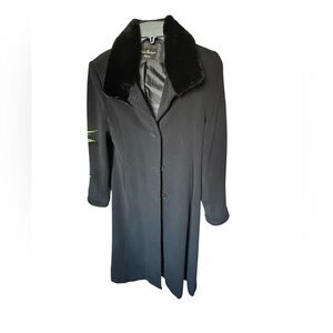 Linda Richards Luxury Vintage 100% Wool Duster Car Coat fur jacket  small